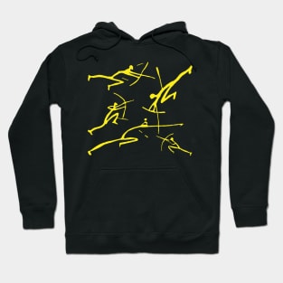 Yellow Bowmen Minimalist Paleolithic Cave Art Bow Fight Hoodie